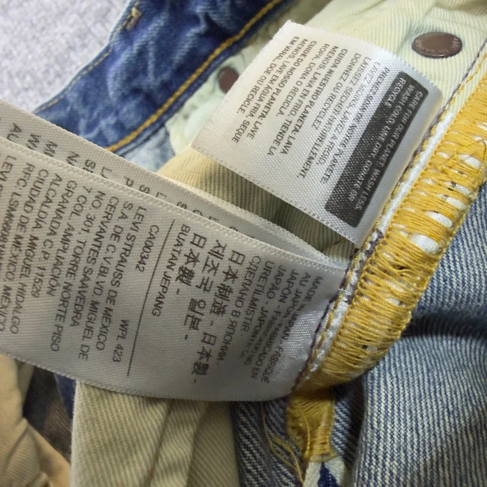 NWT Levis 501 1980s Made in Japan Selvedge Patchwork Jeans Blue Size 29x32